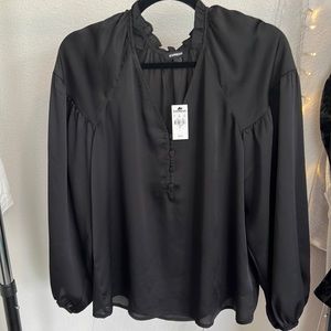 NWT Express black soft cinched cuff blouse